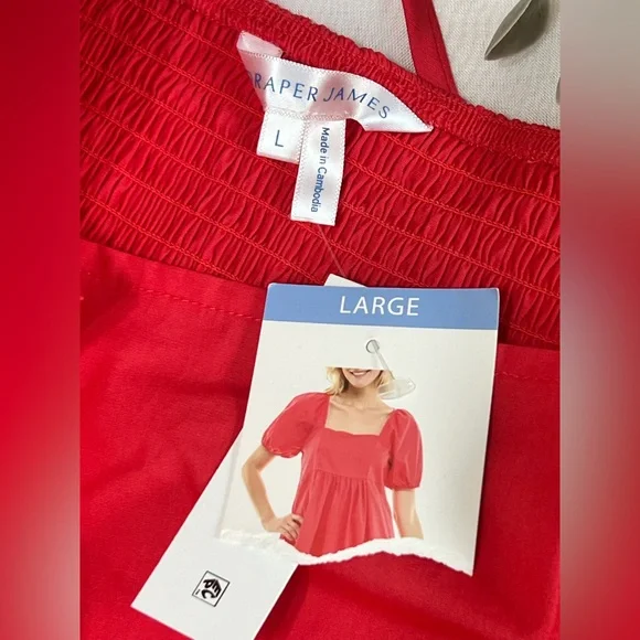 Draper James Ladies Red Puff Sleeve Dress Size Large NWT - Picture 6 of 10